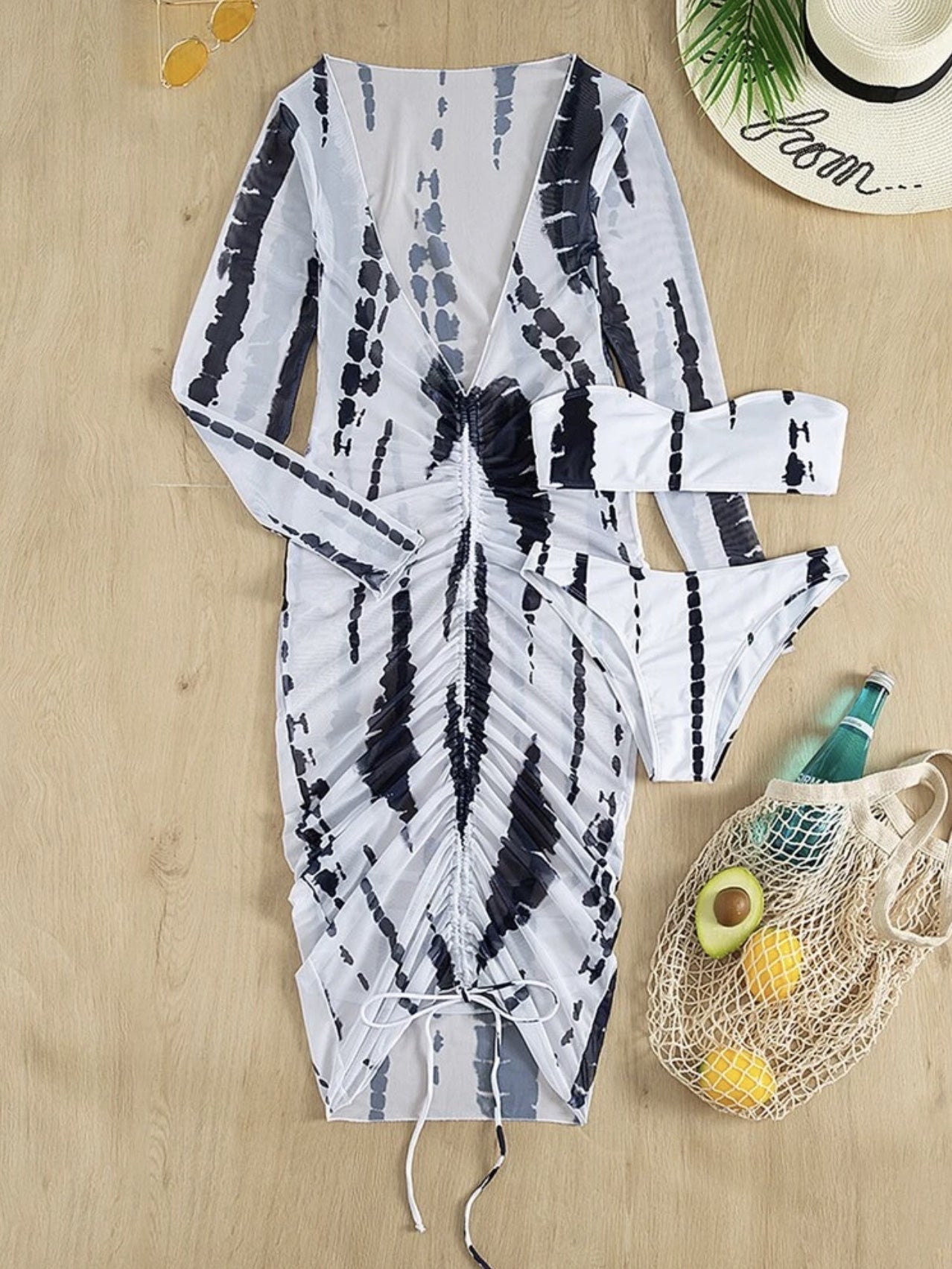 Bikinis Tie-Dye Print Swimsuit Three-Piece Bikini for Women