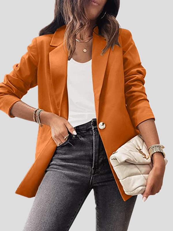 Blazers Casual Solid Lapel Slim Fit Long Sleeve Blazer for Women