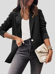 Blazers Casual Solid Lapel Slim Fit Long Sleeve Blazer for Women