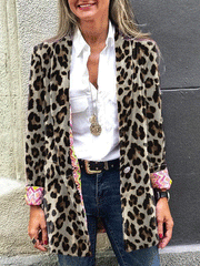 Blazers Double-Sided Printing Lapel Button Blazer for Women