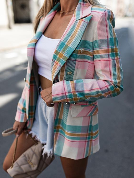 Blazers Fashion Plaid Konishi Slim Blazer for Women