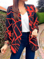 Blazers Fashion Print Lapel Long Sleeve Blazers for Women