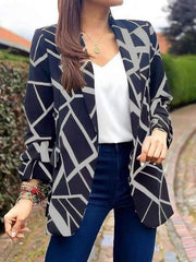 Blazers Fashion Print Lapel Long Sleeve Blazers for Women
