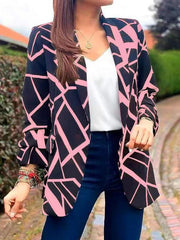 Blazers Fashion Print Lapel Long Sleeve Blazers for Women