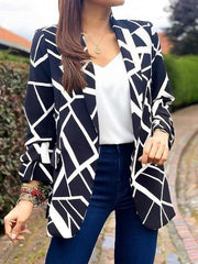 Blazers Fashion Print Lapel Long Sleeve Blazers for Women