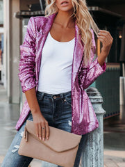 Blazers Fashion Sequin Lapel Long Sleeve Blazer for Women