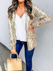 Blazers Fashion Sequin Lapel Long Sleeve Blazer for Women