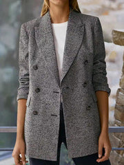 Blazers Lapel Double-Breasted Long Sleeve Blazer for Women