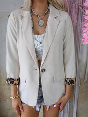 Blazers Lapel Leopard Panel Long Sleeve Blazers for Women