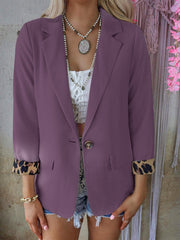Blazers Lapel Leopard Panel Long Sleeve Blazers for Women