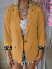 Blazers Lapel Leopard Panel Long Sleeve Blazers for Women