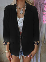 Blazers Lapel Leopard Panel Long Sleeve Blazers for Women