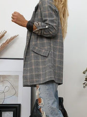 Blazers Lapel Plaid Long Sleeve Blazers for Women