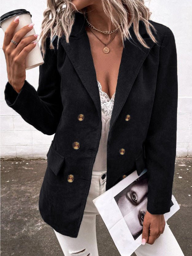 Blazers Solid Double Breasted Long Sleeve Blazer for Women