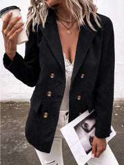 Blazers Solid Double Breasted Long Sleeve Blazer for Women