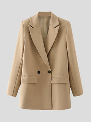 Blazers Solid Lapel Button Long Sleeve Blazer for Women