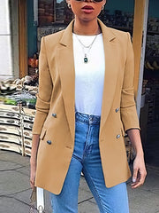 Blazers Solid Lapel Button Long Sleeve Blazers for Women