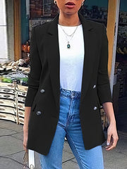 Blazers Solid Lapel Button Long Sleeve Blazers for Women