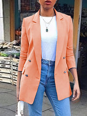 Blazers Solid Lapel Button Long Sleeve Blazers for Women