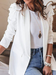 Blazers Solid Lapel Long Sleeve Blazer for Women