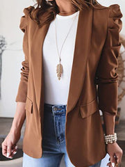 Blazers Solid Lapel Long Sleeve Blazer for Women