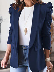 Blazers Solid Lapel Long Sleeve Blazer for Women