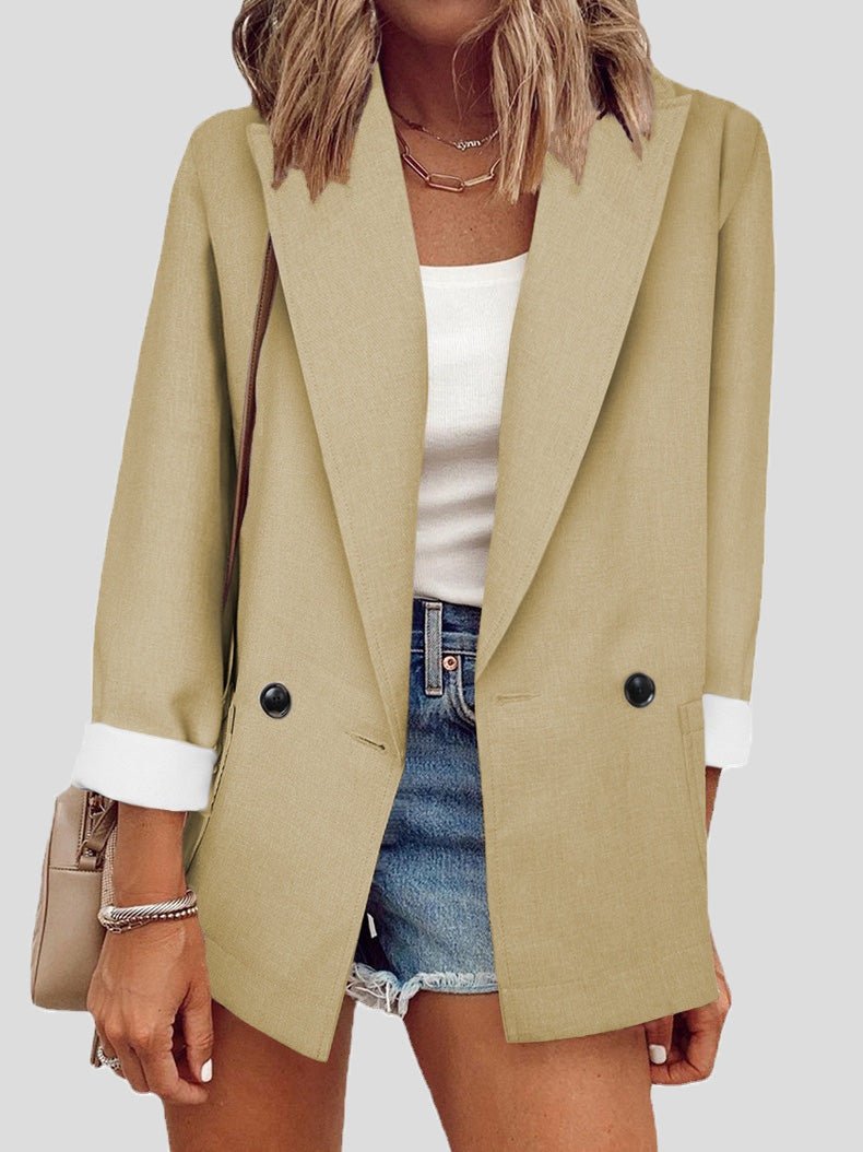Blazers Solid Lapel Long Sleeve Blazers for Women