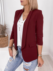 Blazers Solid Lapel Slim Fit Long Sleeve Blazer for Women