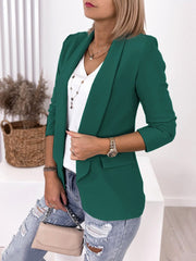 Blazers Solid Lapel Slim Fit Long Sleeve Blazer for Women