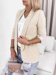 Blazers Solid Lapel Slim Fit Long Sleeve Blazer for Women