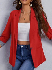 Blazers Solid Lapel Slim Fit Long Sleeve Blazers for Women