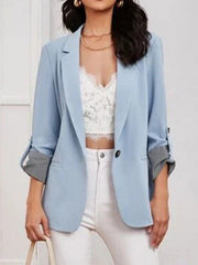 Blazers Solid Lapel Slim Fit Long Sleeve Blazers for Women