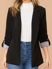 Blazers Solid Lapel Slim Fit Long Sleeve Blazers for Women
