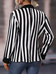 Blazers Striped Lapel Commuter Long Sleeve Blazer for Women