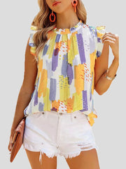 Blouses Casual Multicolor Print Sleeveless Chiffon Blouse for Women