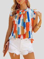 Blouses Casual Multicolor Print Sleeveless Chiffon Blouse for Women