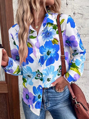 Blouses Floral Print Long Sleeve Casual Blouse for Women