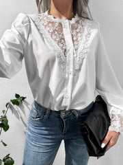 Blouses Lace Single-Breasted Balloon Sleeves Blouses for Women