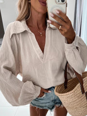 Blouses Lapel Long Sleeve Casual Blouse for Women