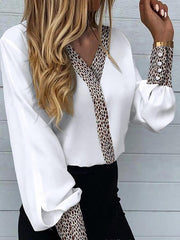 Blouses Leopard Print Button Lantern Sleeve Blouses for Women