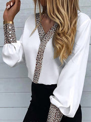 Blouses Leopard Print Button Lantern Sleeve Blouses for Women