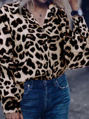 Blouses Leopard Print Long Sleeve Blouses for Women