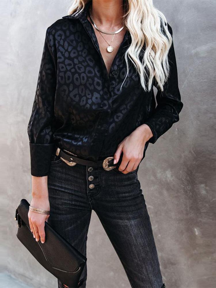 Blouses Leopard Print Long Sleeve Blouses for Women