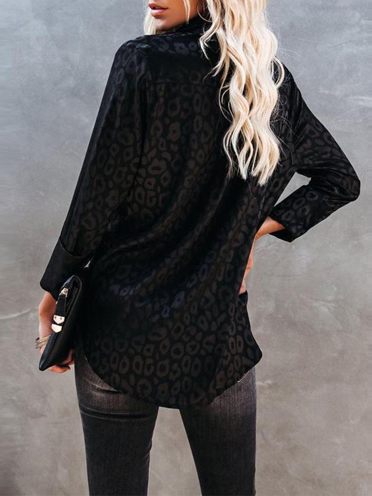 Blouses Leopard Print Long Sleeve Blouses for Women