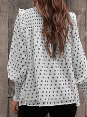 Blouses Ruffled Lantern Sleeve Polka Dot Blouse for Women