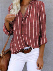 Blouses Simple And Fashionable Printed Stripes Blouses for Women