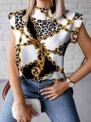 Blouses Simple Print Short Sleeve Blouse for Women