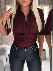 Blouses Single Breasted Slim Fit Commuter Blouse for Women