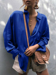 Blouses Solid Long Sleeve Single Breasted Pocket Blouses for Women