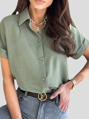 Blouses Solid Slit Doll Sleeve Blouse for Women